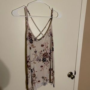 White and floral print, spaghetti strap top